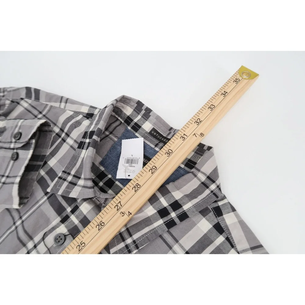 Banana Republic Button Down Shirt Mens‎ Large Gray Plaid Slim Untucked Fit New